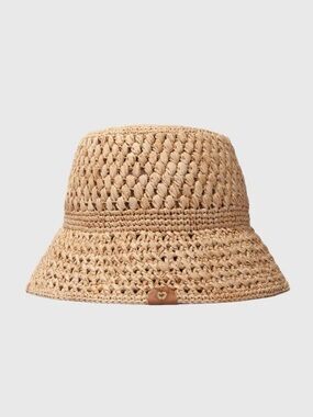 Maje Straw Bucket Hat in Natural Tan